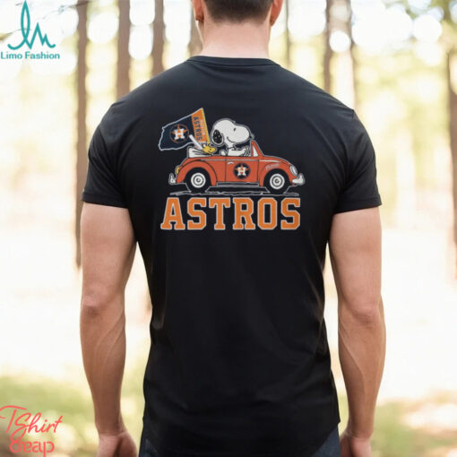 Peanuts Snoopy And Astros Notre Dame Football Driving Car Shirt