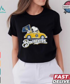 Peanuts Snoopy And Woodstock X Milwaukee Brewers October Driving Car Shirt