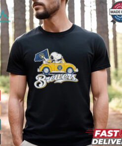 Peanuts Snoopy And Woodstock X Milwaukee Brewers October Driving Car Shirt