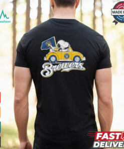 Peanuts Snoopy And Woodstock X Milwaukee Brewers October Driving Car Shirt