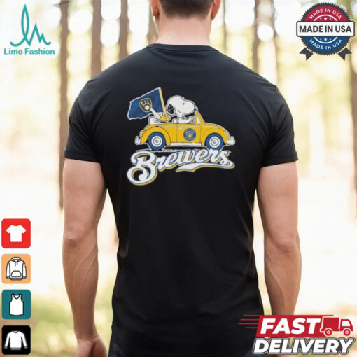 Peanuts Snoopy And Woodstock X Milwaukee Brewers October Driving Car Shirt