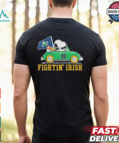 Peanuts Snoopy And Woodstock X Notre Dame Football Driving Car Shirt