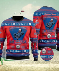 Personalized Los Angeles Dodgers Red And Blue Christmas Sweater