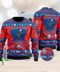 Personalized Los Angeles Dodgers Red And Blue Christmas Sweater