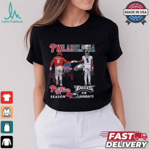 Philadelphia Phillies All Season Philadelphia Eagles On Sundays 2024 T shirt