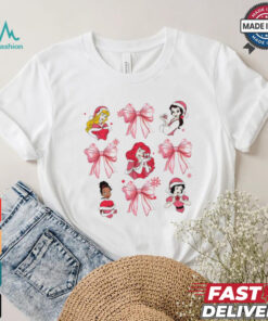 Pink Christmas Disney princess santa hat coquette bow shirt