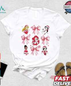 Pink Christmas Disney princess santa hat coquette bow shirt