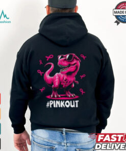 Pink Out Breast Cancer Awareness Shirt, Cool Dinosaur Ribbon Tee for Kids