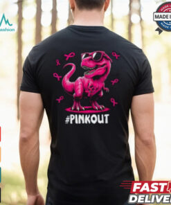 Pink Out Breast Cancer Awareness Shirt, Cool Dinosaur Ribbon Tee for Kids