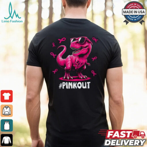 Pink Out Breast Cancer Awareness Shirt, Cool Dinosaur Ribbon Tee for Kids