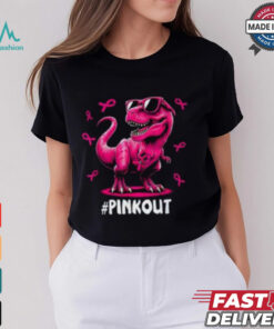 Pink Out Breast Cancer Awareness Shirt, Cool Dinosaur Ribbon Tee for Kids