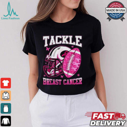 Pink Ribbon Breast Cancer Awareness Shirt, Tackle Cancer with Football Spirit