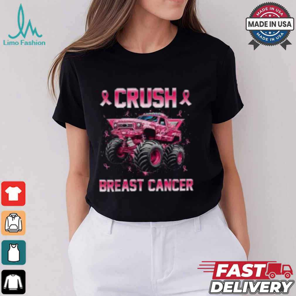 Pink Ribbon Monster Truck Breast Cancer Awareness Shirt for Kids, Support Tee Pink Ribbon Monster Truck Breast Cancer Awareness Shirt for Kids, Support Tee