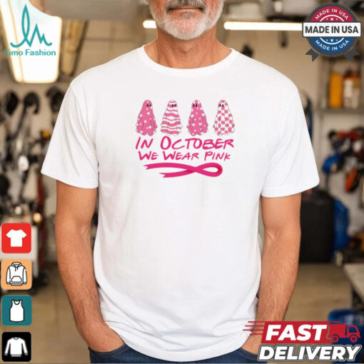 Pink ghost October Breast Cancer Awareness shirt