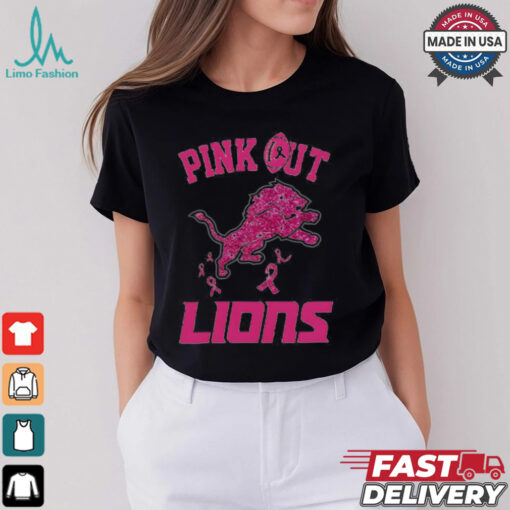 Pink out Breast Cancer Detroit Lions diamond heart shirt