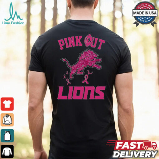 Pink out Breast Cancer Detroit Lions diamond heart shirt