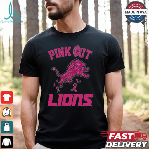 Pink out Breast Cancer Detroit Lions diamond heart shirt
