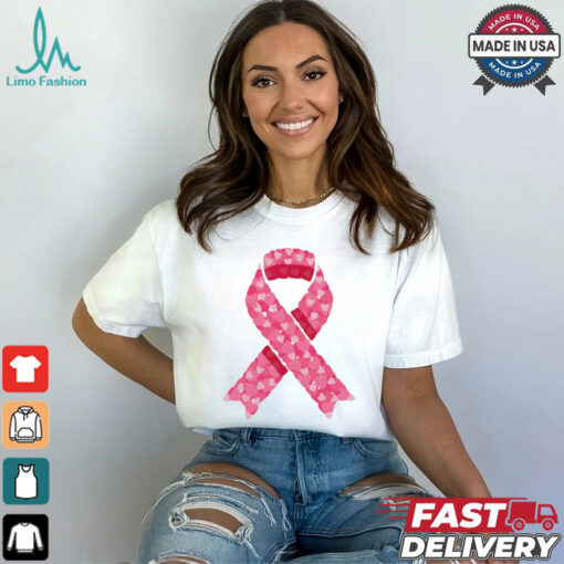 Pink ribbon heart October Breast Cancer Awareness shirt