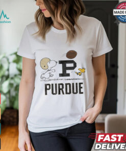 Purdue Boilermakers Peanuts Snoopy and Woodstock playing football shirt