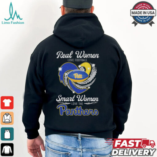 Real Women Love Football Smart Women Love The Panthers Diamond Heart T Shirt