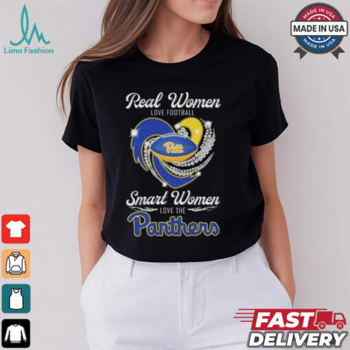 Real Women Love Football Smart Women Love The Panthers Diamond Heart T Shirt