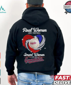 Real women love baseball Cleveland Guardians diamond heart smart women love the Guardians logo shirt