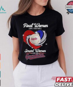 Real women love baseball Cleveland Guardians diamond heart smart women love the Guardians logo shirt