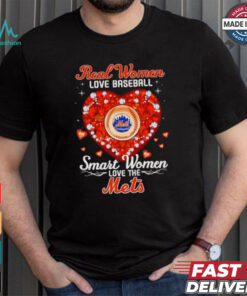 Real women love baseball smart women love the Mets diamond heart shirt
