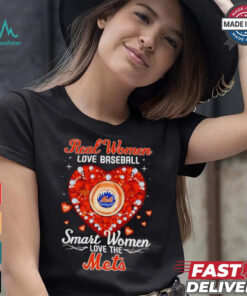 Real women love baseball smart women love the Mets diamond heart shirt