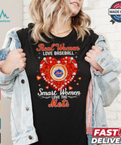 Real women love baseball smart women love the Mets diamond heart shirt