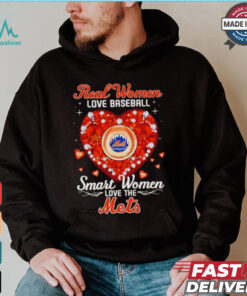 Real women love baseball smart women love the Mets diamond heart shirt