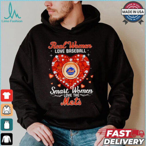 Real women love baseball smart women love the Mets diamond heart shirt