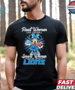 Real women love football smart women love Detroit Lions Mickey shirt