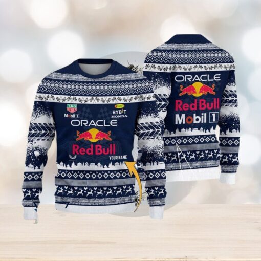 Red Bull Racing Customized UUgly Christmas Sweater Gift For Holiday