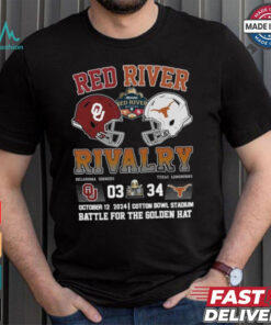 Red River Rivalry Texas 34 3 Oklahoma Battle For The Golden Hat Shirt