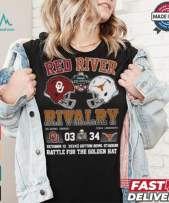 Red River Rivalry Texas 34 3 Oklahoma Battle For The Golden Hat Shirt