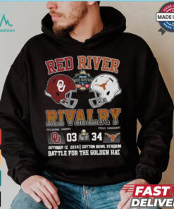Red River Rivalry Texas 34 3 Oklahoma Battle For The Golden Hat Shirt