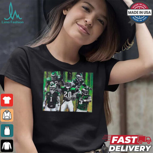 Reggie White, Jason Kelce, Jalen Hurts, Brian Dawkins, and Donovan McNabb Fly Eagles Fly Shirt