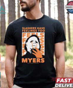 Riot Society Halloween 2024 Michael Myers Slashers Have Feelings Too Painting t shirt