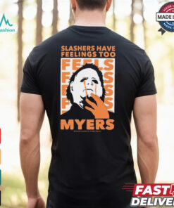 Riot Society Halloween 2024 Michael Myers Slashers Have Feelings Too Painting t shirt