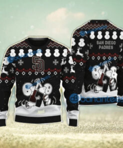 San Diego Padres Snoopy Ugly Sweater Snowmen Christmas Theme