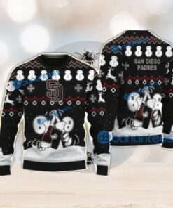 San Diego Padres Snoopy Ugly Sweater Snowmen Christmas Theme