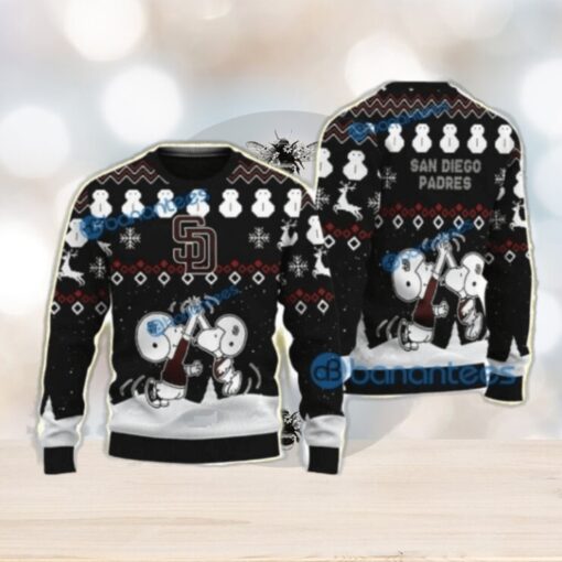 San Diego Padres Snoopy Ugly Sweater Snowmen Christmas Theme