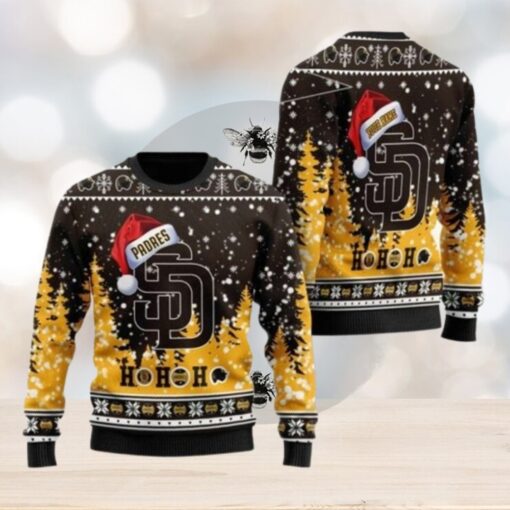 San Diego Padres Ugly Christmas Sweater Ho Ho Ho Santa Hat