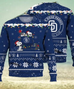 San Diego Padres Ugly Sweater With Cute Snoopy And Christmas Lights