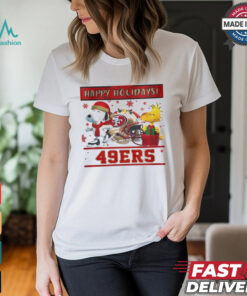 San Francisco 49ers Snoopy and Woodstock Happy Holidays shirt