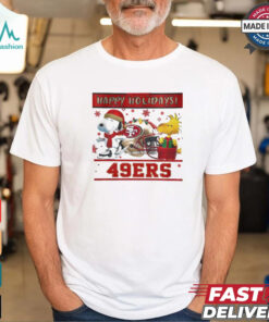 San Francisco 49ers Snoopy and Woodstock Happy Holidays shirt