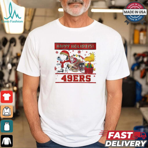 San Francisco 49ers Snoopy and Woodstock Happy Holidays shirt