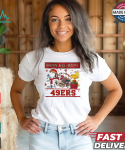 San Francisco 49ers Snoopy and Woodstock Happy Holidays shirt