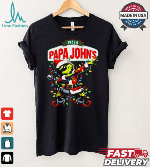 Santa Grinch Dadbing Papa John’s Pizza Christmas shirt